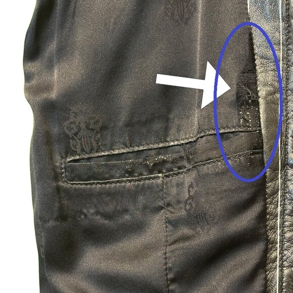 Chrome Hearts Black Leather Jean Jacket w/ White Pinstripe (Vintage) - Picture 10 of 14